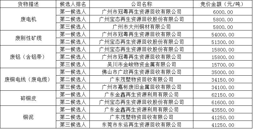 競價候選人公示 競價候選人(rén)公示